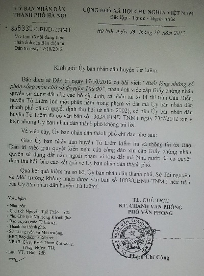 Nỗi đau mang tên sổ đỏ ở huyện Từ Liêm bị trở thành... "trò đùa" - 2 Văn bản của TP. Hà Nội khẳng định chưa nhận được văn bản