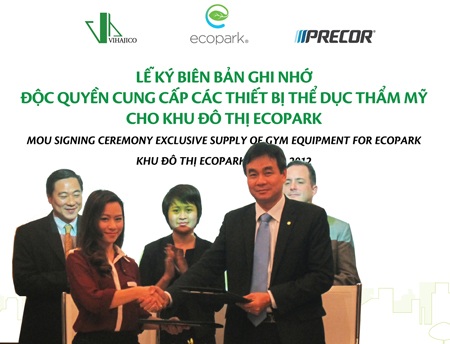 Precor cung cấp độc quyền thiết bị thể thao cho Ecopark - 1 Đại diện Ecopark và Attivo ký biên bản ghi nhớ