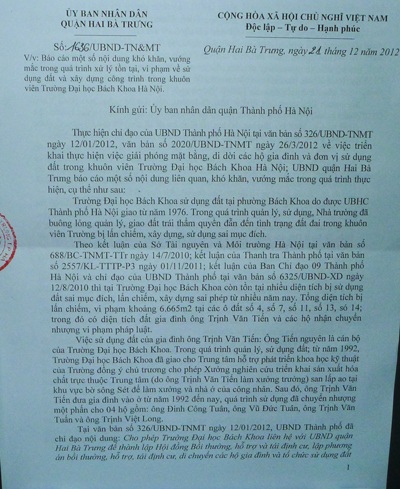 Văn bản của quận Hai Bà Trưng vừa ban hành cũng khẳng định