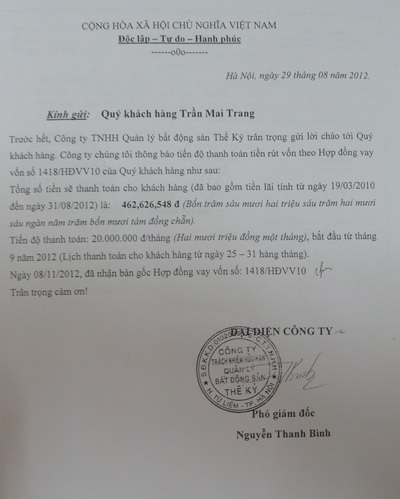 Cam kết của Công ty Quản lý bất động sản Thế kỷ gửi đến khách hàng