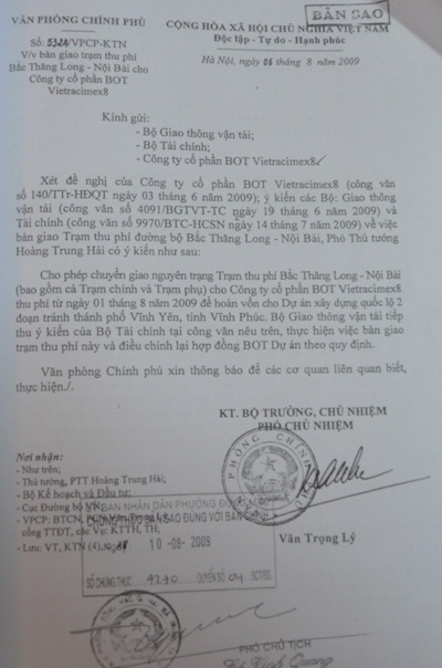 Bộ GTVT làm ngược chỉ đạo của Thủ tướng Chính phủ - 4 Văn bản truyền đạt ý kiến chỉ đạo của Phó Thủ tướng Hoàng Trung Hải