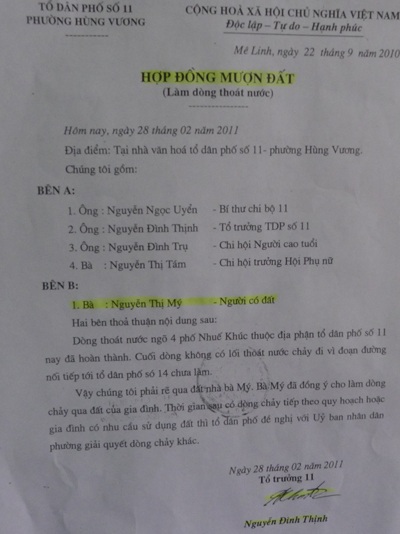 UBND thị xã Phúc Yên cố ý làm trái gây thiệt hại tài sản công dân - 2 Nếu là đất thủy lợi, vì sao UBND phường Hùng Vương lại phải ký