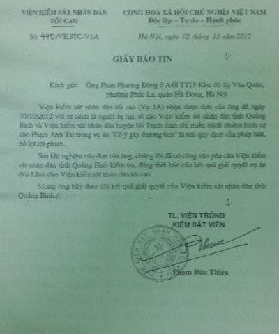 Đề nghị làm rõ đối tượng chủ mưu vụ cán bộ thuế tổ chức chém người - 5 Viện KSND tỉnh Quảng Bình vẫn bỏ ngoài tai các văn bản chỉ đạo