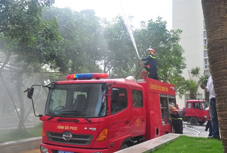 Ecopark tổ chức tập huấn, diễn tập công tác PCCC cho khu Chung cư Rừng Cọ - 5 Lập tức báo cho lực lượng PCCC chuyên nghiệp của tỉnh tăng cường hỗ trợ