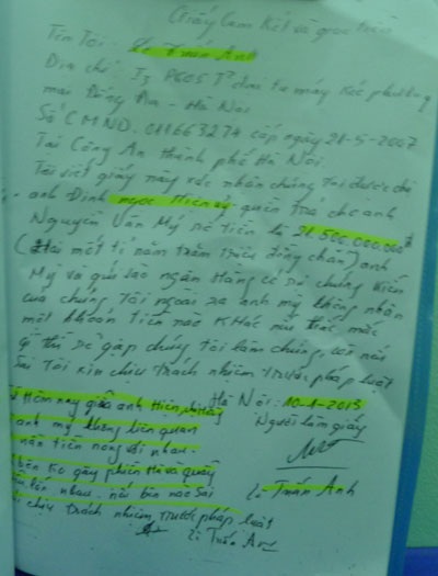 Đề nghị điều tra dấu hiệu lừa đảo bằng dự án "khủng" - 2 Giấy cam kết của ông Lê Tuấn Anh, người xưng danh được bà Hồng và ông Hiện ủy quyền