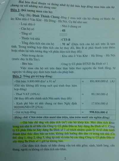 Chủ đầu tư chung cư CT5 Văn Khê bị “tố” tùy tiện thay đổi kết cấu nhà - 4 Hợp đồng quy định các tầng thương mại không phải để chia cắt thành căn hộ