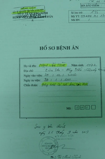 Đề nghị điều tra vụ án có dấu hiệu oan sai ở Hải Dương - 2 Hồ sơ bệnh án của anh Phạm Văn Tình