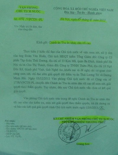 Cơ quan điều tra kết luận vụ làm giả con dấu và tài liệu - 2 Văn phòng Chủ tịch nước chỉ đạo xét xử nghiêm minh vụ án
