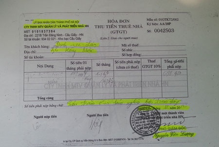 TP Hà Nội chỉ đạo, Cục Thi hành án vẫn “giam” tài sản của công dân - 3 Bà Đinh Thị Lân đã nộp tiền khắc phục hậu quả và được ký hợp đồng thuê nhà