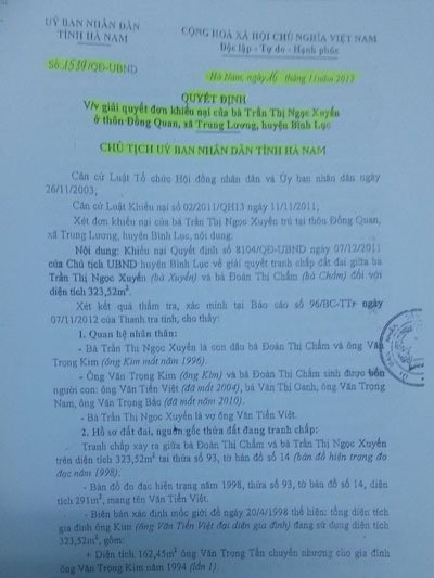 Gia đình mẹ góa, con côi đâm đơn khởi kiện đòi quyền sử dụng đất - 3 Luật sư Lê Văn Thiệp nhận định UBND tỉnh Hà Nam ban hành văn bản trái thẩm quyền