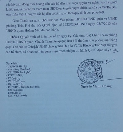 Quyết định thu hồi Quyết định giải quyết khiếu nại số 3522