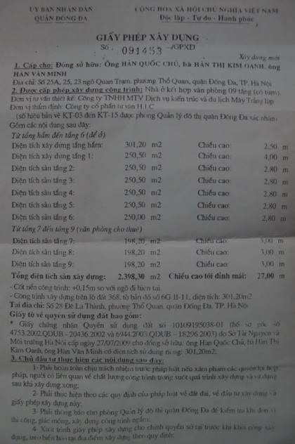 Bài 1: Cao ốc bị “tố” xây bằng giấp phép giả ở quận Đống Đa “bình an vô sự” - 3 Nghi án làm giả GPXD vẫn chưa nhận được lời giải thích từ UBND Đống Đa