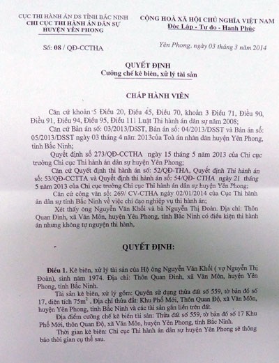 Vụ bỗng dưng phải thi hành bản án "trên trời": Thi hành án kiểu "râu ông nọ cắm cằm bà kia" - 3 Quyết định có dấu hiệu vi phạm pháp luật của Chấp hành viên