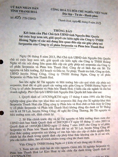 Vụ tẩy xóa giấy phép khoáng sản: “Sai phạm nối tiếp sai phạm” - 4 Công an tỉnh Thanh Hóa lật tẩy hành vi tẩy xóa của Công ty Serpentin và Phân bón Thanh Hóa