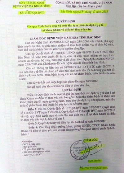 Mức tạm thu quy định tại Quyết định 680 thủng trần nhiều tầng quy định của Bộ Y tế