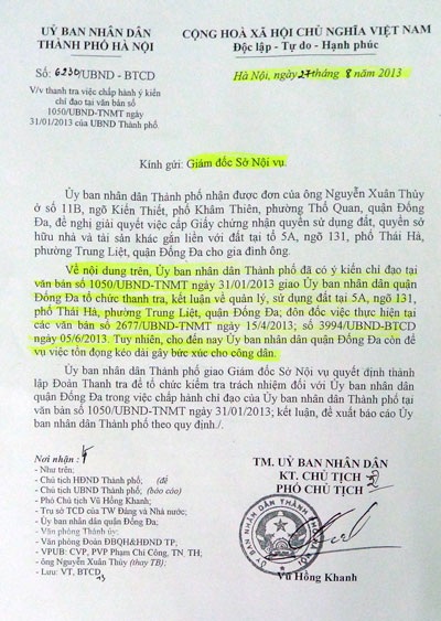 Bài 2: TP Hà Nội có hàng loạt văn bản chỉ đạo, quận Đống Đa vẫn ''phớt lờ'' - 5 TP Hà Nội chỉ đạo Sở Nội vụ Thanh tra để tổ chức kiểm tra trách nhiệm đối với quận Đống Đa