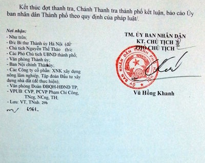 Thanh tra toàn diện vi phạm của Tập đoàn Housing tại dự án B5 Cầu Diễn - 3 Thành phố Hà Nội chỉ đạo thanh tra làm rõ vi phạm tại dự án B5 Cầu Diễn