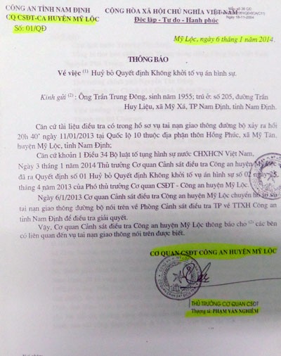 Hơn một năm sau ngày Nghĩɡ và Nam tử vong vụ tai nạn mới được khởi tố