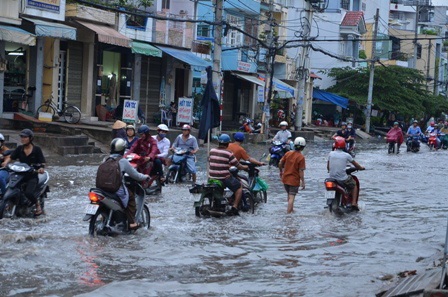 Nhiều phương tiện chết máy phải dẫn bộ