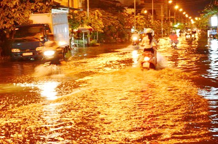 Nhiều tuyến đường bị ngập do triều cường