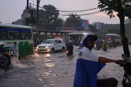 Cơn mưa lớn vào chiều 24/11 khiến nhiều tuyến đường tại TPHCM ngập nặng