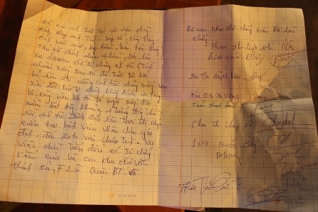 Đơn tường trình của người nhà nạn nhân được nhiều nhân chứng ký xác nhận