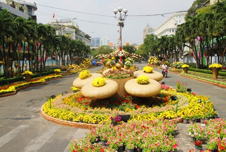 Đường hoa Nguyễn Huệ 2014 đã sẵn sàng