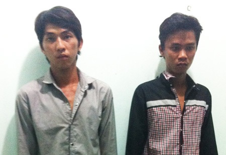 Lê Bảo Thiện và Trần Khắc Ngân Bảo tại cơ quan công an