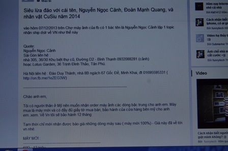 Nhiều nạn nhân bị Quang lừa đã đưa thông tin lên các diễn đàn để cảnh báo