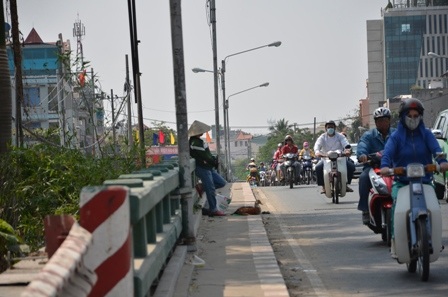 Người dân bày bán gia cầm sống trên cầu Trường Đai