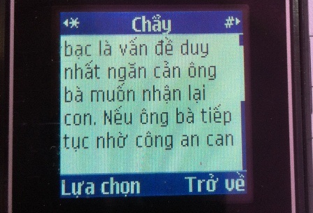 Một trong những tin nhắn mà An gửi đến gia đình nạn nhân để đe dọa việc báo công an