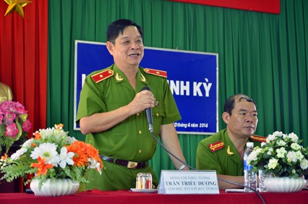 TPHCM: 80% vụ cháy là do chập điện - 1 Thiếu tướng Tần Triều Dương phát biểu tại buổi lễ