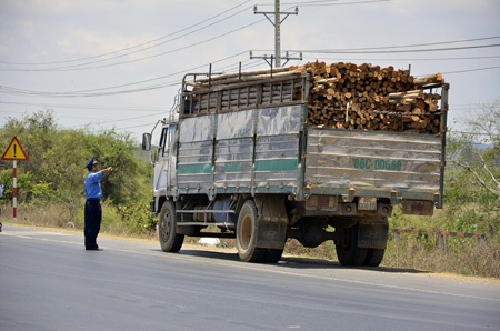 Một chiế xe có dấu hiệu quá tải bị dừng kiểm tra. Tuy nhiên tài xế không chấp hành mà bỏ chạy