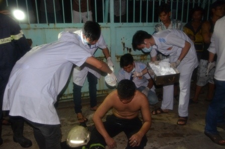 15 chiến sĩ đã bị bỏng do hóa chất