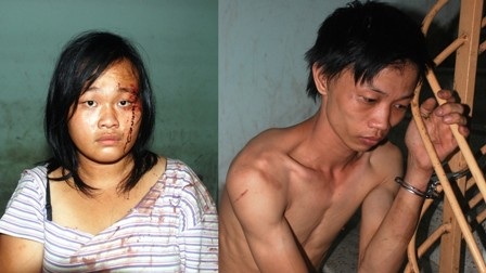 Hai chị em cướp giật ở khu phố Tây lần lượt sa lưới - 1 Hai nghi can Nguyễn Thị Hoàng Oanh và Lê Thanh Sơn tại cơ quan công an