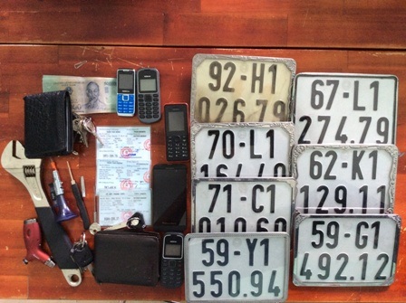 Tang vật, đồ nghề của nhóm trộm mà công an thu giữ