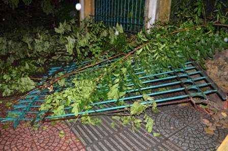 Nhiều đoạn hàng rào bằng sắt và bê tông bị đổ sập