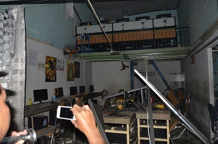 Một tiệm nét của người dân cách hiện trường vụ nổ 300 mét vẫn bị ảnh hưởng