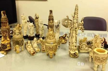 Các sản phẩm chế tác từ ngà voi bị bắt giữ