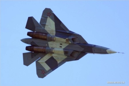 Chiến đấu cơ Nga khoe uy lực tại triển lãm hàng không Mátxcơva - 7 Sukhoi T-50, chiến đấu cơ mới nhất của Nga cũng có mặt