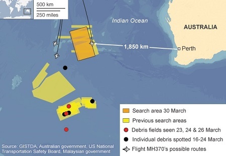 Thủ tướng Úc: MH370 đã rơi tại Nam Ấn Độ Dương - 2 Khu vực tìm kiếm chiếc máy bay mất tích đã được điều chỉnh so với ban đầu