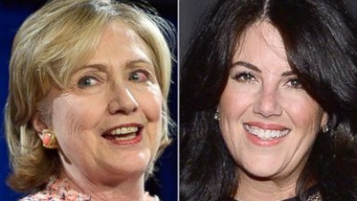 Bà Clinton lên tiếng về tình cũ của chồng - 1 Bà Clinton (trái) chúc Lewinsky những điều tốt đẹp