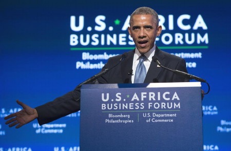 Mỹ tung 33 tỷ USD vào châu Phi giành ảnh hưởng với Trung Quốc - 1 Tổng thống Mỹ Obama phát biểu tại diễn đàn kinh tế Mỹ - châu Phi