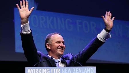 Thủ tướng New Zealand John Key trong chiến dịch tranh cử