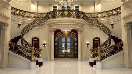 Chiêm ngưỡng cung điện 139 triệu USD đắt nhất nước Mỹ - 3 Hai cầu thang ngay sảnh chính mang đầy vẻ quý tộc, lộng lẫy