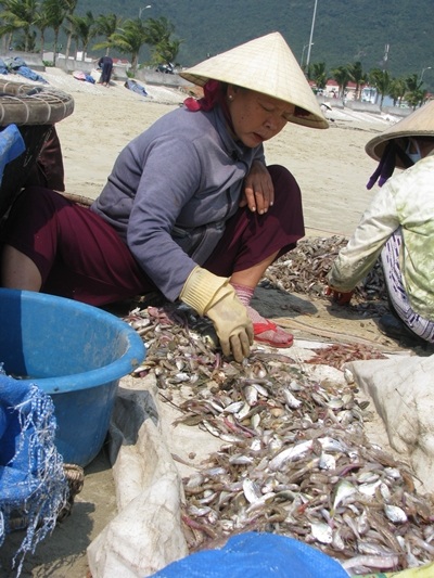 đa số những người gánh nước thuê ở cảng cá cũng là phụ nữ