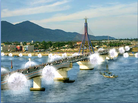 Bản vẽ ý tưởng thiết kế hệ thống phun nước dọc thân cầu quay Sông Hàn