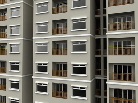 Lan can và thang máy của khu căn hộ cao cấp Hòa Bình Green City được 