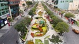 Hình ảnh đường hoa Nguyễn Huệ từ góc nhìn từ trên cao