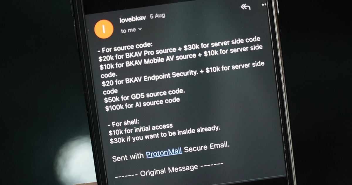 Hacker "báo giá" 290.000 USD cho mã nguồn của BKAV - Vimarsana News